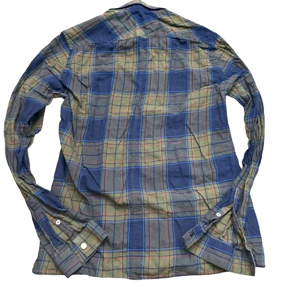 The Kooples button down shirt. XS. Slim flit. Navy/khaki plaid. - Picture 2 of 11